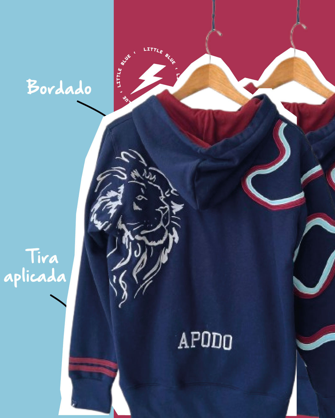 Buzo canguro de Egresados 22. Buzo Tiras bordadas